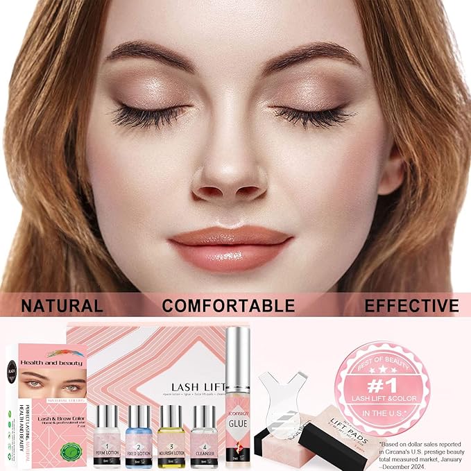 Lash Lift and Color Kit, At-Home DIY Lash Perm with Long Lasting Curl & Natural Look, Upgraded Glue, Temporary Black Lash & Brow Color, Complete Salon Grade Tools for Beginners and Professionals