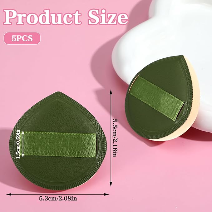 Ymapinc 5Pcs Make Up Sponges for Face, Cushion Foundation Puff, Latex-Free Makeup Applicator Sponge for Natural and Easy Makeup, Soft and Reusable Foundation Sponge for Liquid, Green