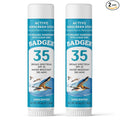 Badger Mineral Sunscreen Face Stick SPF 35, 97% Organic Unscented Zinc Oxide Travel Sunscreen, Coral Reef Safe Travel Size Stick, .65 oz, 2-Pack