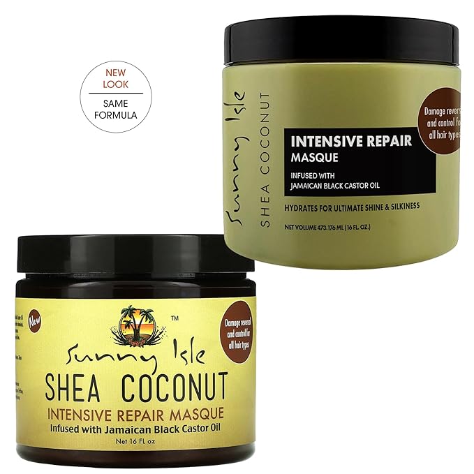 Sunny Isle Shea Coconut Intensive Repair Masque - Deeply Conditions, Repairs, Hydrates, Strengthens - 16oz