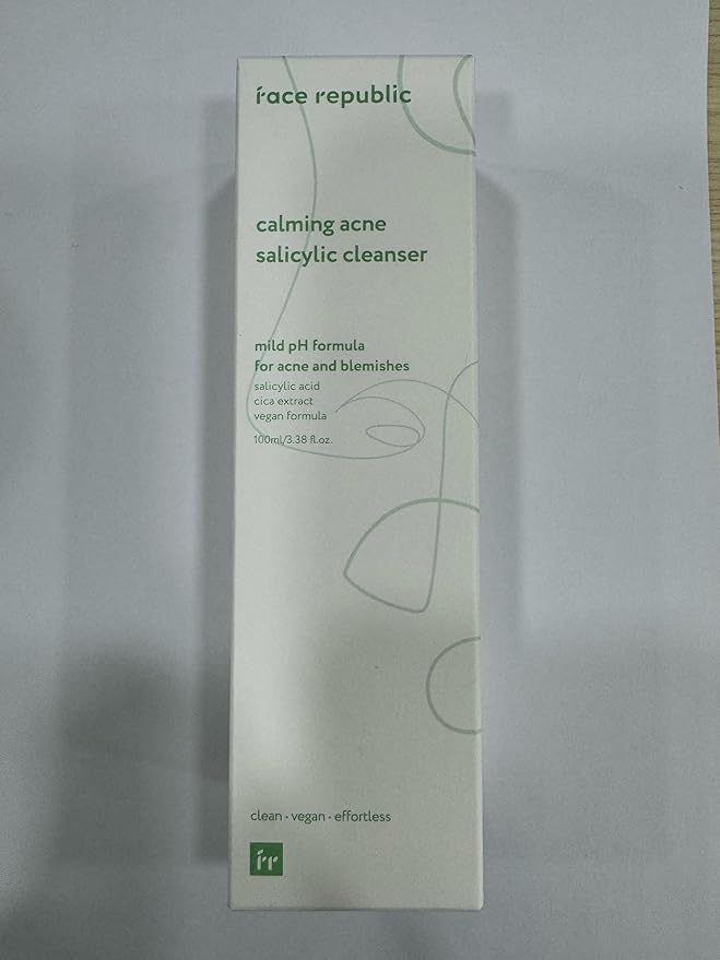 Face Republic Calming Salicylic Acid Cleanser 100ml 3.38 fl oz | Acne Care, Low pH Gel Foam | Calming, Clarifying, Oil Control | Salicylic Acid, Centella Asiatica, Tea Tree | Vegan Korean Face Wash