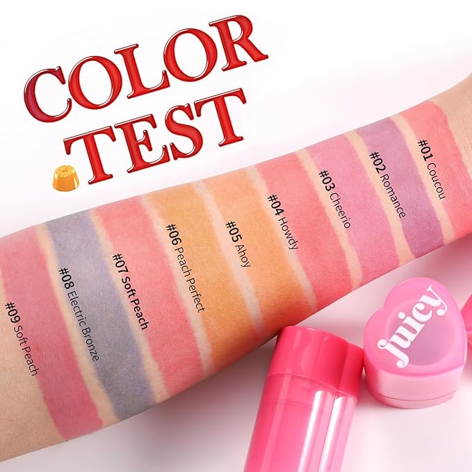 Multi-Use Juicy Love Blush, Cooling Water Jelly Tint Stick, Bouncy Jelly Texture, 3-In-1 Cheek Blush & Eyeshadow & Lip Tinted Long-Lasting Moisture - 1,000+ Swipes Per Stick (#06)