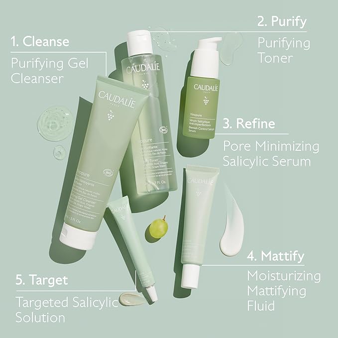Caudalie Vinopure Salicylic Acid Cleanser, Pore Purifying Gel Cleanser - 150 mL (Pack of 2)