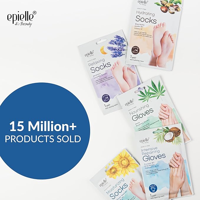 Epielle Intensive Repairing Hand Mask 6 Pairs, Soften with Coconut Oil & Milk Extract, Deep Moisturizing Gloves for Dry, Rough Skin, Self Care Gifts for Women, Spa Kit, Mothers Day Gifts