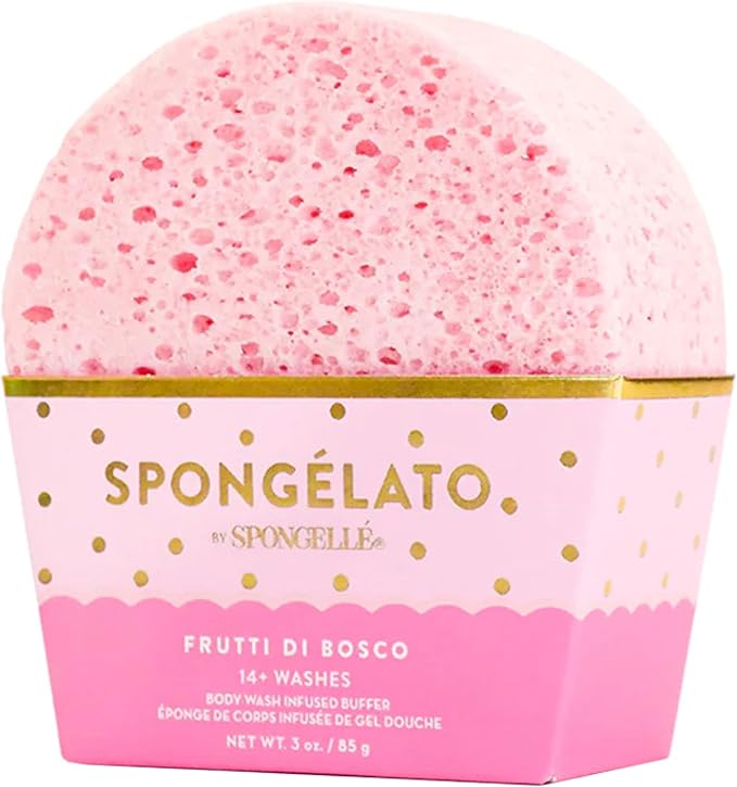 Spongellé Frutti di Bosco (Mixed Berries) Spongélato Bath Sponge | Built-In Body Wash & Body Scrubber, Shower Loofah Sponge for Women | 14+ uses