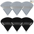 Pimoys 6 Pieces Powder Puff Face Triangle Makeup Blender Sponge Soft Velour Puffs for Loose Powder Setting Powder Cosmetic Foundation Sponge Beauty Makeup Tool, Black and Gray