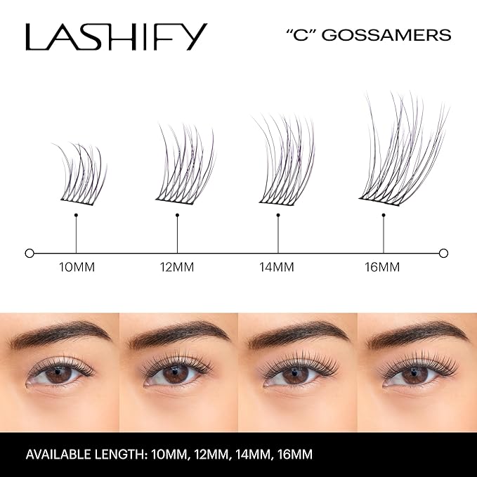 Lashify Curl 10mm Gossamer Eyelash Extensions Refill in Ombre Purple, Easy DIY False Lashes for a Natural Look