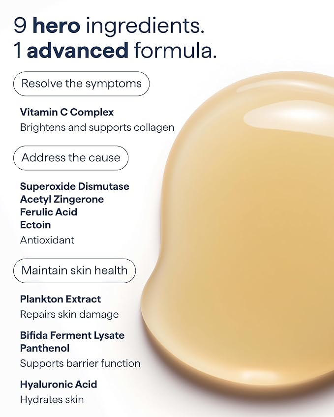 Remedy for Daily Defense | 15% Vitamin C Complex Brightening Serum | Stabilized Vitamin C with Next-Gen Antioxidants, Ferulic Acid, Ectoin | Fragrance Free | By Dermatologist Dr. Shah | 1 Fl Oz