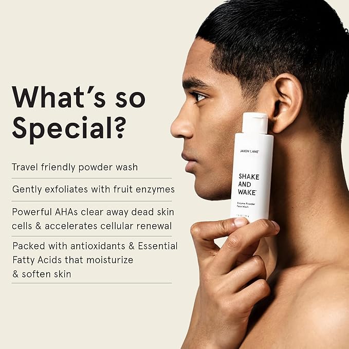 JAXON LANE SHAKE AND WAKE Exfoliating Powder Face Wash w/Papaya Enzymes Powder, Aloe Vera, Vitamin C, Vitamin E, Niacinamide Serum, AHA | Anti Aging Deep Pore Cleanser for Acne Prone Skin (2 Bottles)