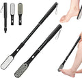 Long Handle Foot Scrubber with Toe Gap Cleaner, 18.8" - 25.9" Telescopic Toe Cleaning Brush, Foot File Callus Remover for Men, Women and Seniors