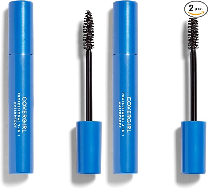COVERGIRL Waterproof Mascara, Very Black | Professional | 3-in-1 | 0.3 Fl Oz | Pack of 2