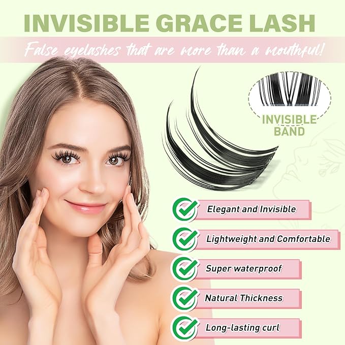 KEYYOU Bunny Lash Clusters Kit Manga Lash Extension Kit D Curl 108Pcs Fairy Eyelash Extension Kit Wispy Natural Invisible Band Lash Kit with Waterproof DIY Lash Extension Kit at Home(Bunny-8-18MIX)