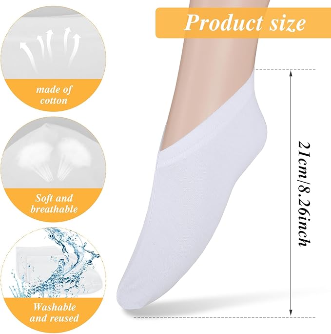 3 Pairs Moisturizing Socks for Dry Feet, Cracked Heel Repair - Overnight Lotion Cotton Socks, Gel Spa Moisture Enhancing for Women and Men, White
