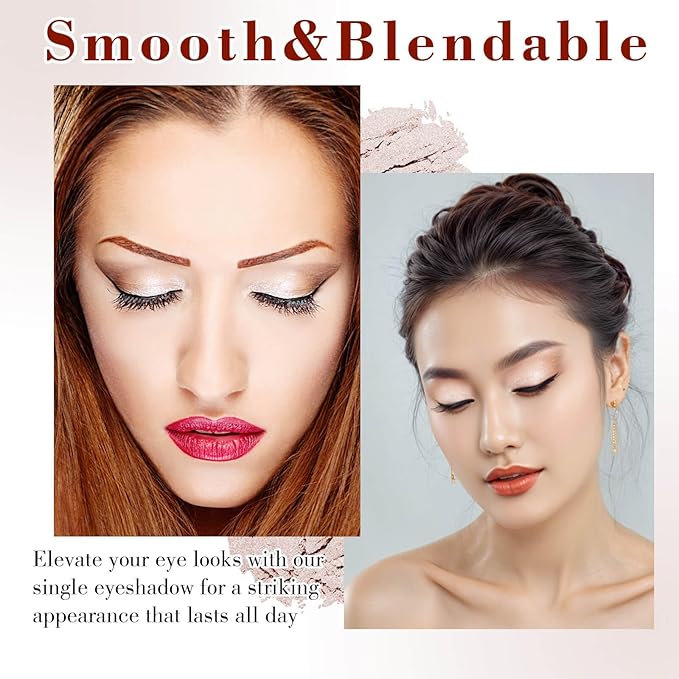 MEICOLY Champagne Shimmer Eyeshadow with Mirror,Shimmer Sparkly Eye Shadow Palette,Pressed Powder Single Eyeshadow for Women and Girls,Eye Makeup Eyelid Color,High Pigment,Long Wearing,Waterproof