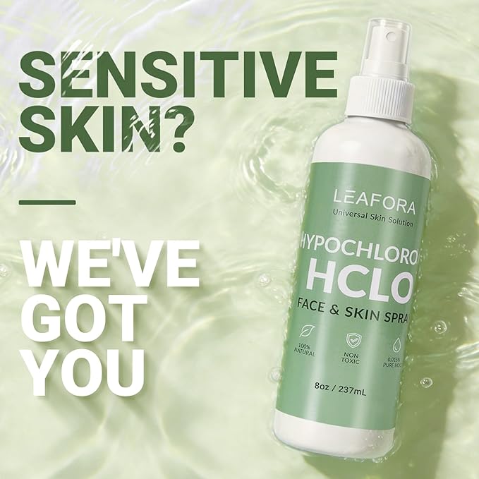 Hypochlorous Acid Spray for Face and Skin, 8oz Value Size - Physiological Neutral Facial Mist - Soothing Skin Cleanser for Redness and Acne-Prone Skin - Pure HOCL Daily Care