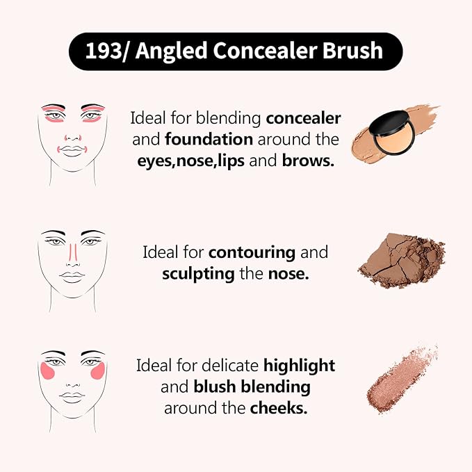 Albeaut Concealer Brush, Under Eye Makeup Small Angled Precision Face Blending Brush (193 concealer brush-Limited Edition)