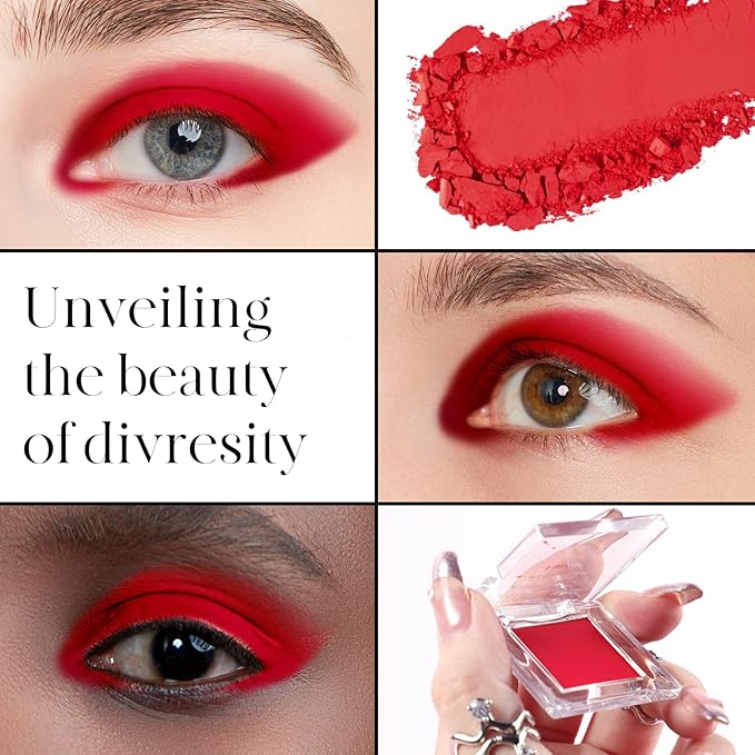 BEPHOLAN Single Red Eyeshadow Palette 2 PCS,High Pigment,Longwear,Intense Color Gothic Makeup