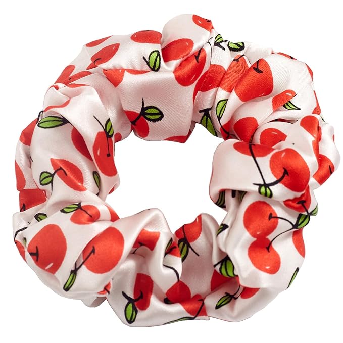 SALE 100% Pure Mulberry Silk Hair Scrunchies16 Momme silk scrunchies 100% Silk Hair Scrunchies Silk Hair Ties for Women Girls Curly Thick Thin Hair Women's Black Satin Sleep (1, 13 cherry)