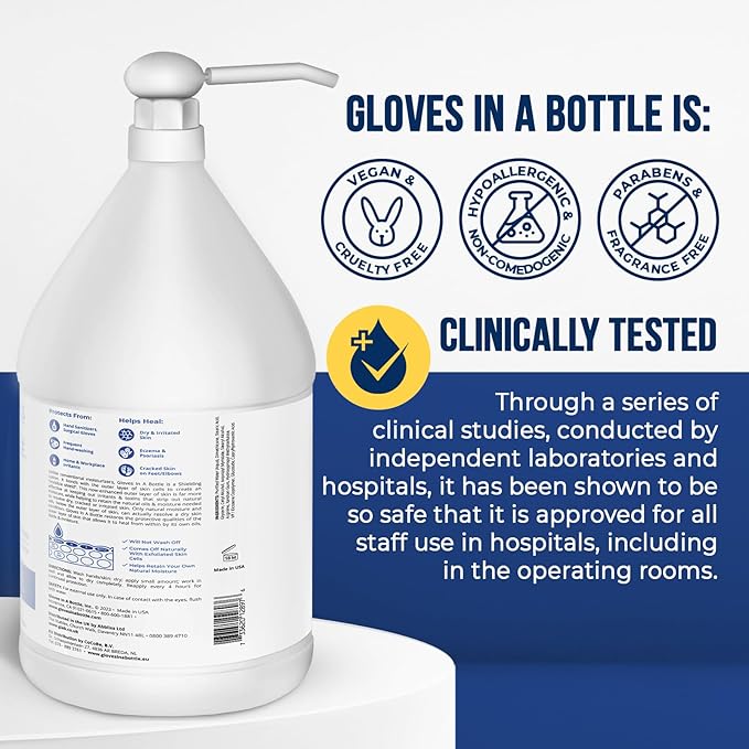 Gloves In A Bottle Shielding Lotion for Dry Skin – Protective Skin Barrier Hand Lotion for Dry Cracked Hands, Non Greasy Moisturizer for Frequent Hand Washing | Bulk 1 Gallon Refill