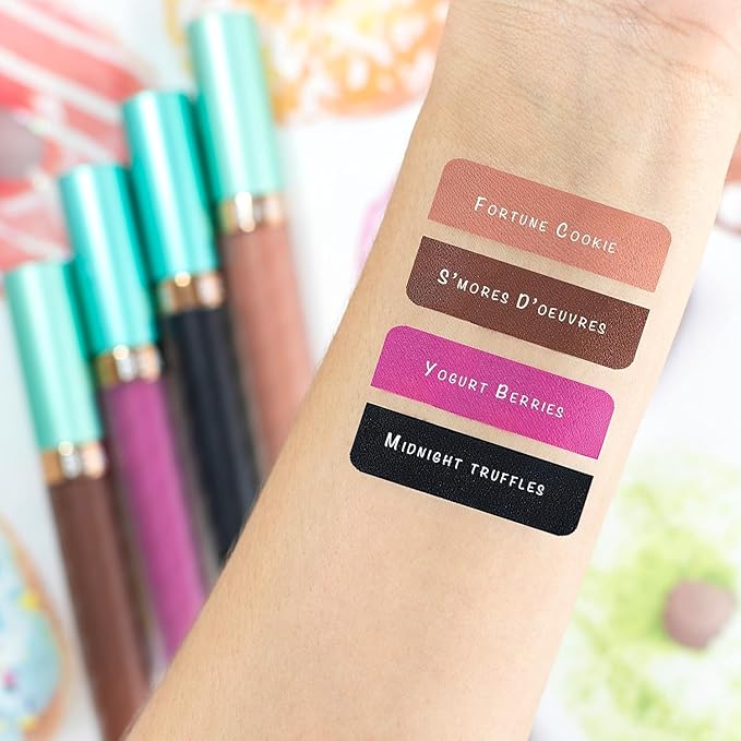 Beauty Bakerie Lip Whip Liquid Lipstick for Women, Waterproof Lip Gloss, Tint, Stain Long Lasting Hydrating Moisturizer, Matte or Metallic, 3.5mL, Midnight Truffles