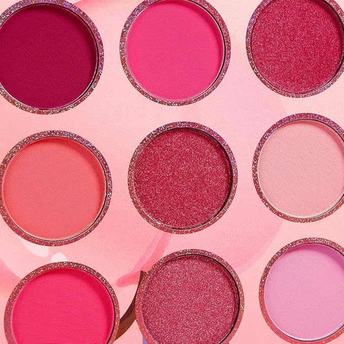 DE'LANCI Pink Eyeshadow Palette, Highly Pigmented Bright Hot Pink Eye Shadow Pallet, Bright Peach Rose Purple Red Eyeshadow Makeup Palette, for Girl Women Cute Suger Skull Candy Blush Goth Makeup