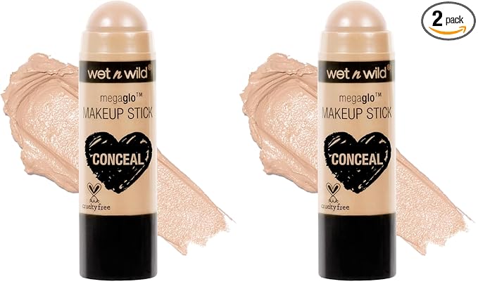 wet n wild MegaGlo Makeup Stick, Buildable Color, Versatile Use, Cruelty-Free & Vegan - Nude For Thought (Pack of 2)