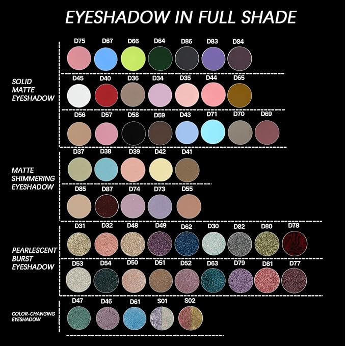 Refillable Eyeshadow Palette - Matte/Glitter/Duo-Chrome Pressed Powder & Cream Formula, Neutral/Shimmer/Smokey Multichrome, Travel-Friendly Iron Pan Refills (ShImmer, D38)