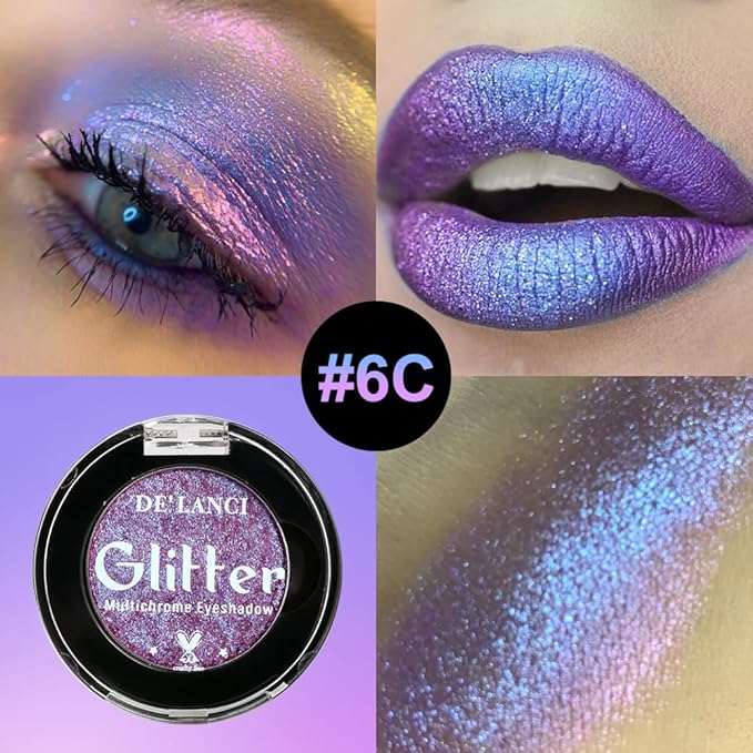 Afflano Minerals Eyeshadow Metallic Eyemazing Effect, Intense Color Shifting Multichrome Sparkling Eye shadow Glitter, Highly Pigmented Electric Purple Duo Chrome Chameleon Eyeshadow