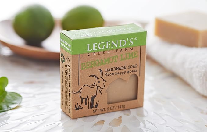 Legend's Creek Farm Goat Milk Soap - Cleansing Moisturizing Bar for Hands and Body - 5 Oz Creamy Lather, Nourishing, Gentle Natural Soap for Sensitive Skin (Bergamot Lime, Pack of 1)
