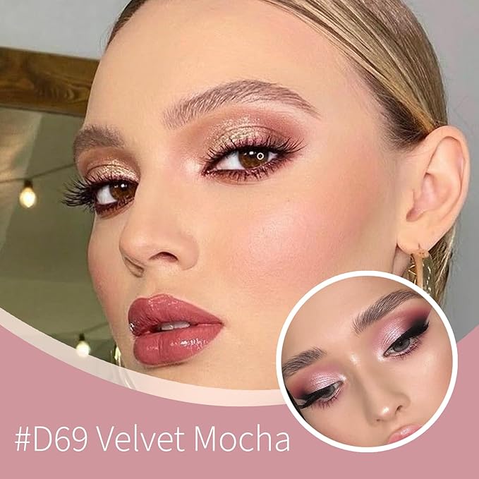 Refillable Eyeshadow Palette - Matte/Glitter/Duo-Chrome Pressed Powder & Cream Formula, Neutral/Shimmer/Smokey Multichrome, Travel-Friendly Iron Pan Refills (Matte, D69)