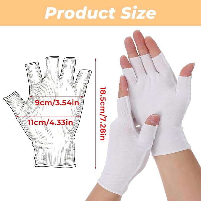 Cotton Fingerless Gloves, 5 Pairs White Cotton Gloves for Dry Hands 5 Open Fingertips Soft Moisturizing Gloves for Adults Eczema, Skin Treatment, Hand Spa, Overnight Hydration