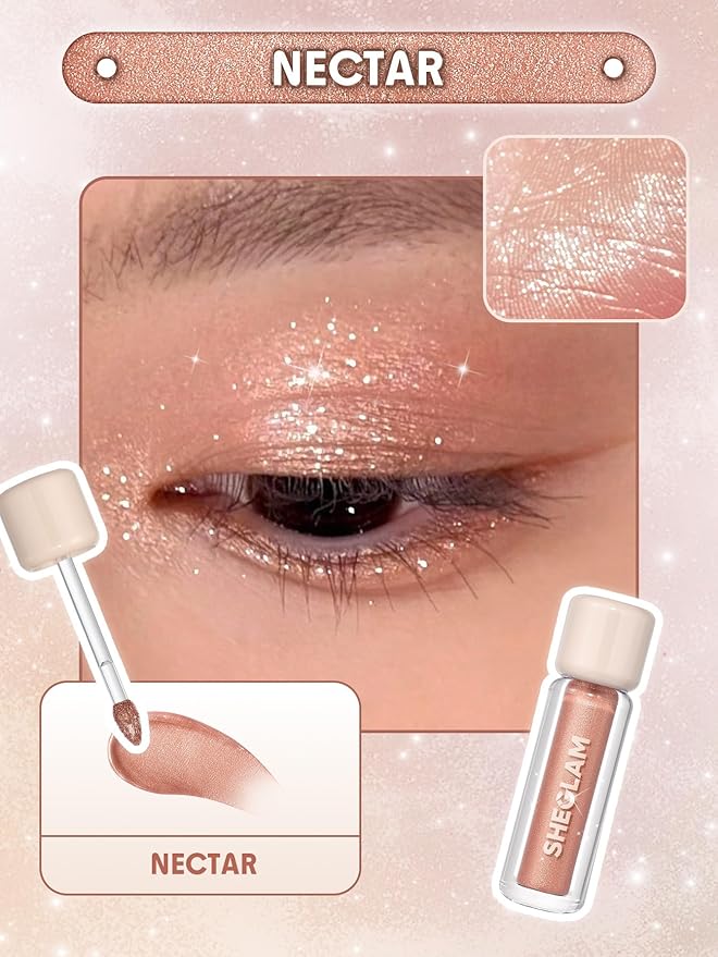 SHEGLAM Airglow Eye Tint 16 Hours Long-Lasting Liquid Eyeshadow Shimmer High-Impact Color Single Eyeshadow - Nectar
