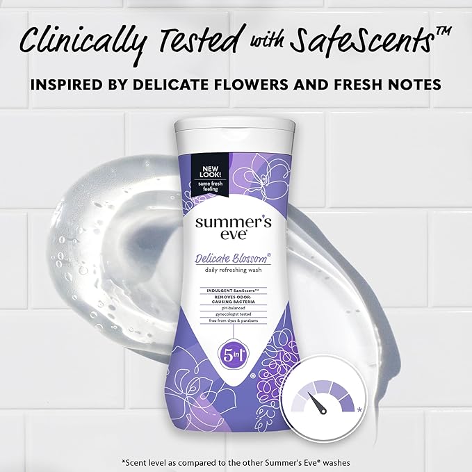 Summer's Eve Feminine Wash, Delicate Blossom, Daily pH-Balanced Body Wash for Women, Feminine Care to Remove Vaginal Odor, Gynecologist Tested, 15 Fl Oz (Pack of 2)
