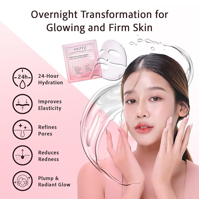 realori Salmon DNA PDRN Collagen Face Mask – Korean Face Mask for Glass Skin – Collagen Face Masks Skincare Overnight Hydrogel – Firming, Hydrating Face Masks, Pink Collagen Mask 4-Pack