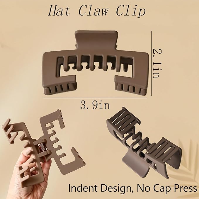 3PCS Hat Claw Clip, Large Claw Clips for Hat, Non-Slip Strong Matte Baseball Hair Clip for Womens Trucker Hat. 2026 New Accessories
