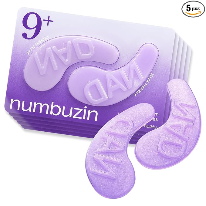 numbuzin No.9 Eye Patches, NAD+ Collagen Gel Eye Masks with Peptides, Caffeine & Niacinamide, Cooling Under Eye Patches for Puffy Eyes & Eyebags, Stocking Stuffers, 5 Pairs (10 Patches)