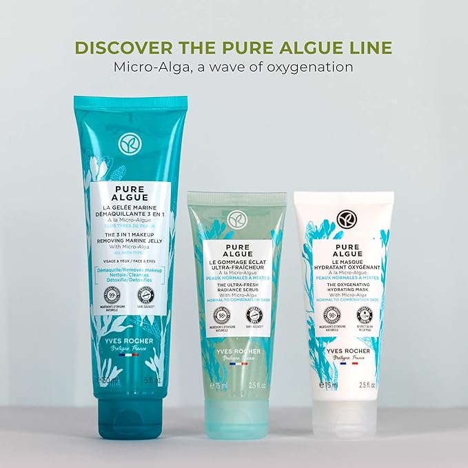 Yves Rocher 3 in 1 Makeup Removing Marine Jelly for Normal to Combination Skin – Pure Algue – 5 Oz – 1 Ct