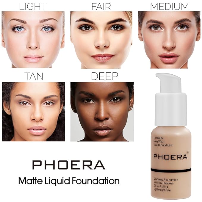 PHOERA Foundation Full Coverage,and 2024 New PHOERA Foundation Makeup for Mature Skin, Wrinkles Matte Natural Finish for a Flawless Complexion with Medium Coverage (101+N01/ Porcelain+Porcelain)