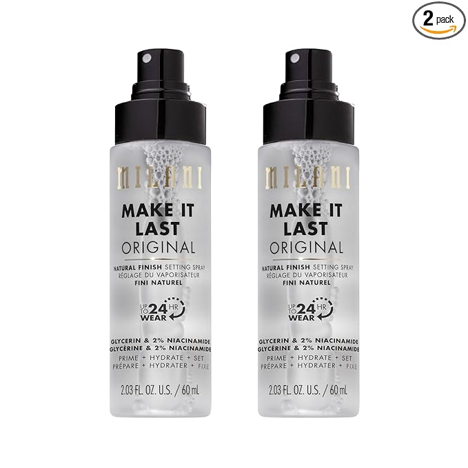 Milani Setting Spray + Primer, Make It Last Original - Natural Finish with Niacinamide for Hydration, Setting Spray for Makeup and Face Primer, 3-in-1 Prime + Hydrate + Set, 2.03 Fl. Oz - 2 Pack