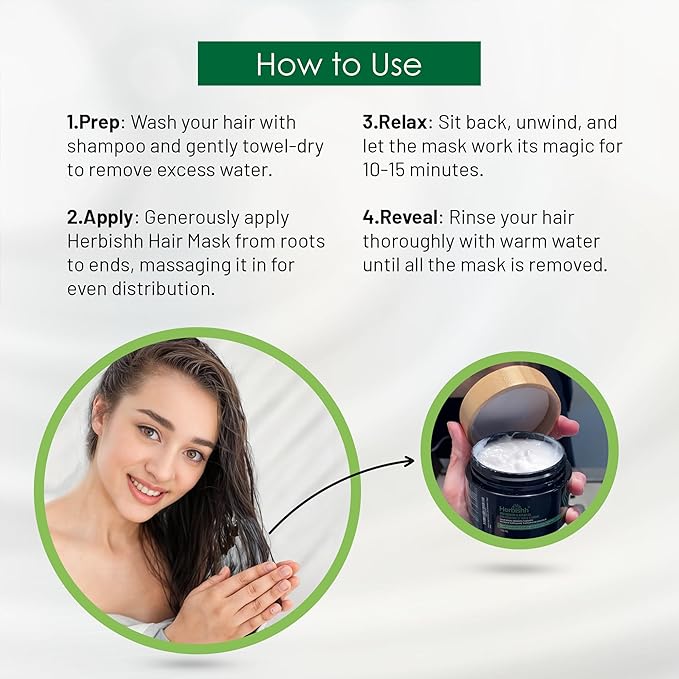 Herbishh Argan Hair Mask-Deep Conditioning & Hydration For Healthier Looking Hair for very Dry, Weak, Stressed Out Hair, No Silicones, No Sulphates, No Parabens (8.45 fl oz)