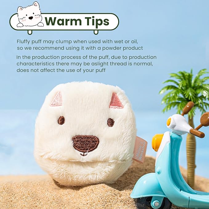 Momo's Workshop Face Fluffy Powder Puff,Soft Plush Setting Powder Puff, Large Velour Makeup Puff for Loose Or Pressed Powders,Round Cosmetic Puff, Beauty Makeup Tool,1pcs