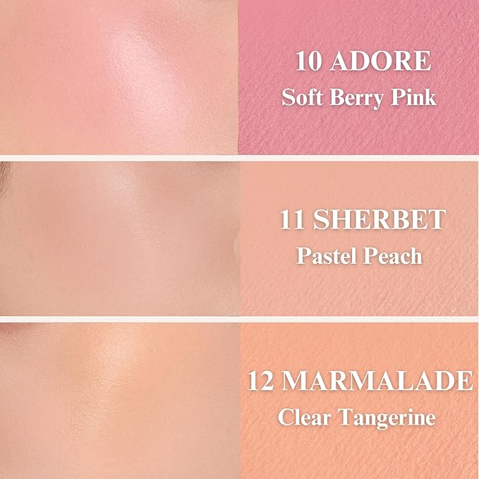 All Over Blusher - Multi-Use Cream Jelly Blush for Eyes & Cheeks Buildable and Blendable Texture with Shimmery Pearls Natural Korean Face Makeup (07 BLUSHED, 0.18 oz)