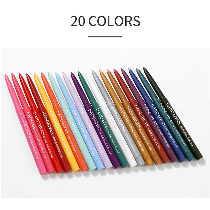 20 PCS Colored Eyeliners Pencil Set, 20 Colors Waterproof Long Lasting Retractable Matte Colorful Eyeliner Milti-Functional Eyeliner Eyeshadow Pen Gifts Mother's Day for Women