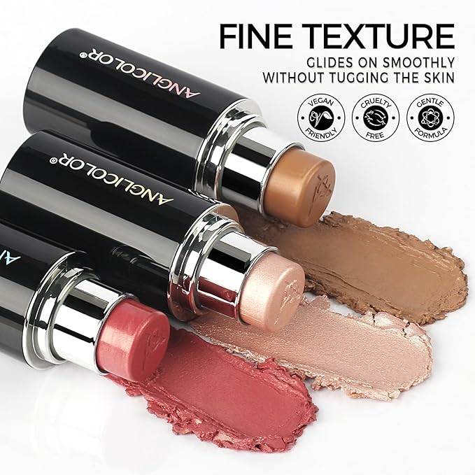 Anglicolor Blush Stick, Matte, Ceam Blush, Non-Greasy, Blush Stick for Cheeks, Blendable Color, Fragrance of Flowers, Smooth, Long Lasting, Highly Pigmented, Hydrate,Better for Fair Skin