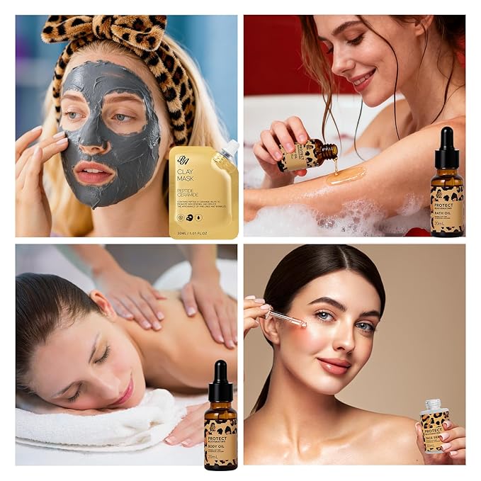 23 Pcs Mother's Day Gift for Mom, Leopard Skin Care Set for Women, Bath and Body Gifts Basket Set, Spa Gift Baskets, Day Cream, Bath Bombs, Serum, Birthday, Christmas, Valentines, Anniversary, Wife