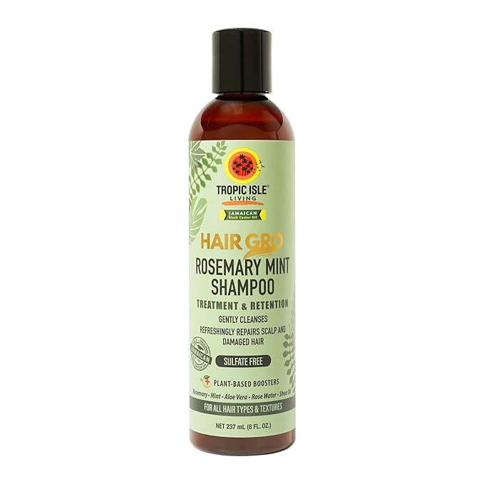 Tropic Isle Living Rosemary Mint Shampoo, 8 oz - Gently Cleanses and Nourishes Hair from Root to Tip, Free from Harmful Ingredients, Cruelty-Free, Suitable for All Hair Types