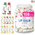 DMSKY Lip Balm Bulk 108 Pack, Lip Balm Hydrating with Vitamin E and Coconut Oil 12 Flavors, Lip Moisturizer Treatment - Party Favors Bulk Gift