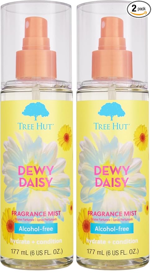 Tree Hut Dewy Daisy Hair & Body Mist, Spritz On for a Refreshed Feel or Layer with Your Favorite Scents, Versatile Body Spray, 6 Fl Oz. (Pack of 2)