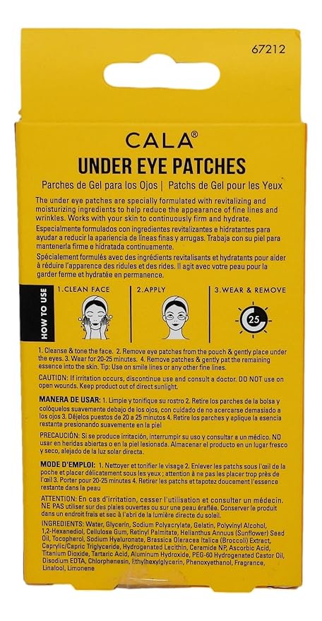 Cala Under Eye Patches Retinol + Vitamin C, Brightening Firming Eye Masks to Depuff & Smooth Fine Lines, Hydrating Under-Eye Treatment, 5 Pairs, 10–20 Min Use