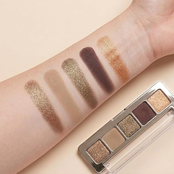 Erinde Olive Taupe Smoky Bronze Champagne Gold Eyeshadow Palette, Matte & Shimmer Nude Neutral Eye Shadow Palettes Blendable Long-Lasting Eye & Contour Makeup Palette for Blue, Green Brown Eyes, 04
